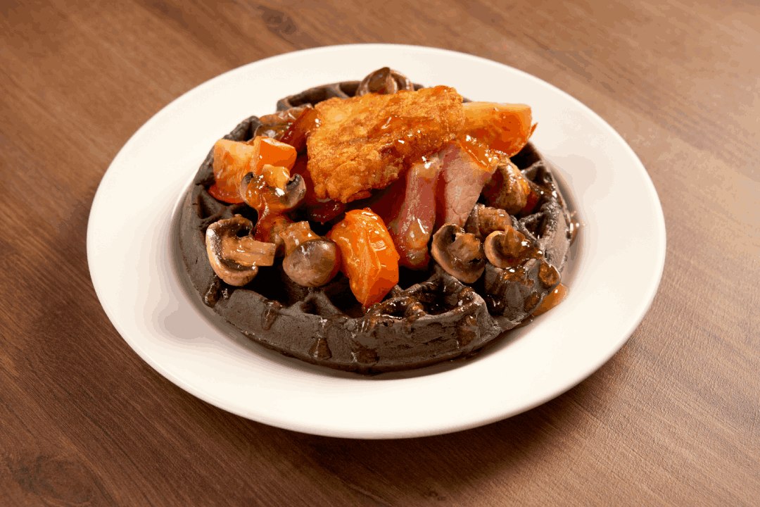 A full English breakfast - on a waffle
