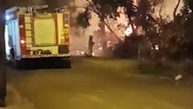 Bombeiros combatem grande incêndio em área de vegetação no bairro Esmeralda