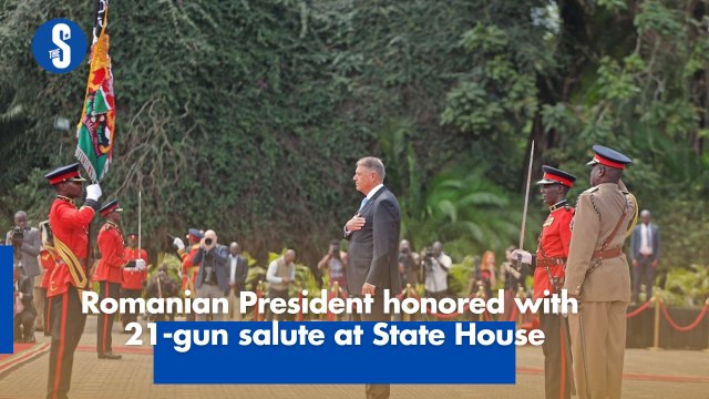 Romanian President honored with 21-gun salute at State House