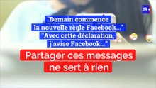 "Demain commence la nouvelle règle Facebook" : partager ce message n'a aucune valeur juridique