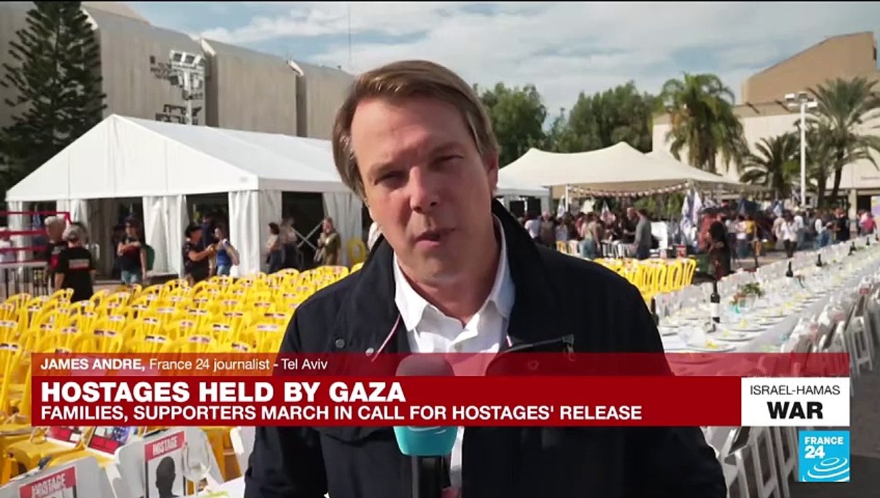 March in Tel Aviv in call for release of hostages held by Hamas