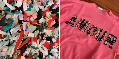 Upcylcing couture d'un vêtement abîmé avec des chutes de tissu