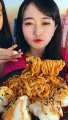 ASMR _ China , eating fast  , eating korean noodles with egg