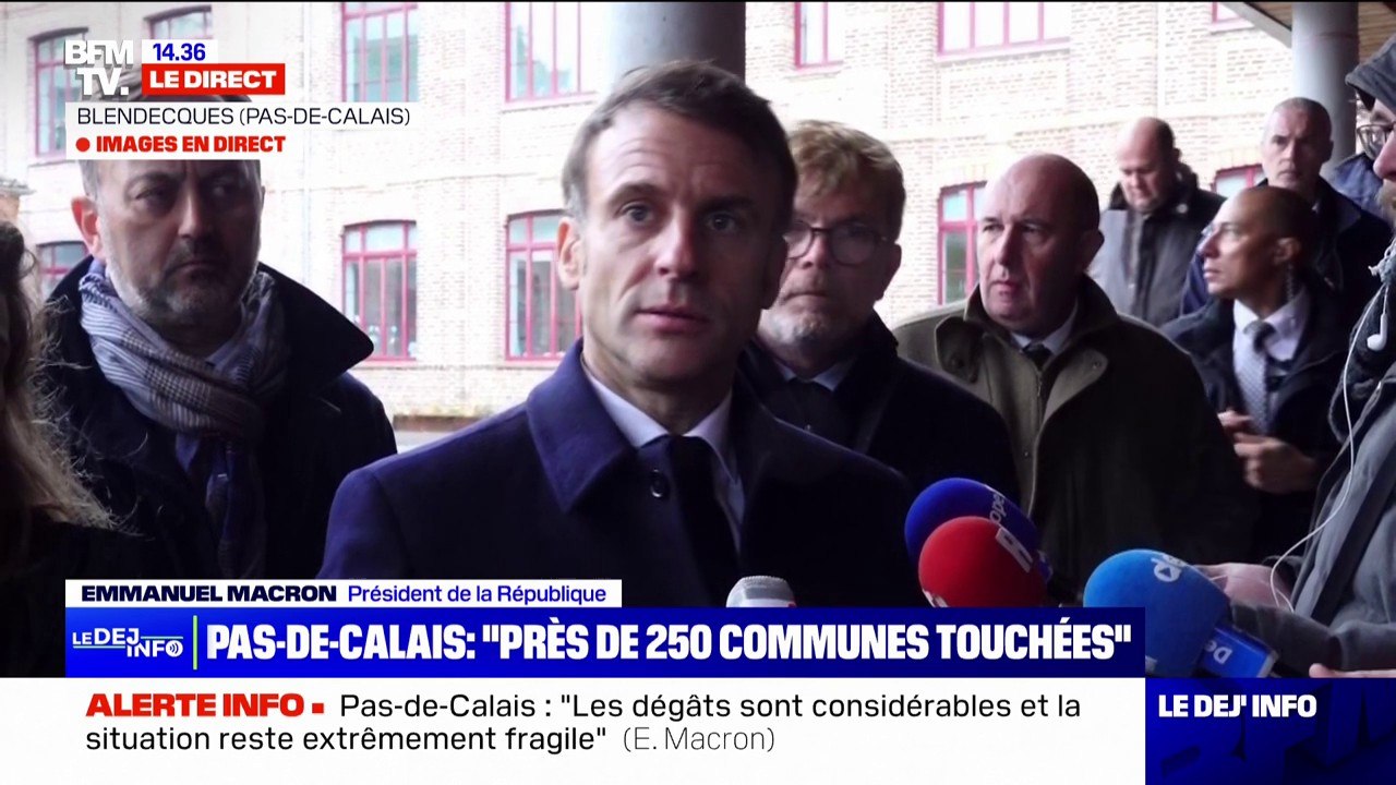 Crues dans le Pas-de-Calais: Emmanuel Macron co...