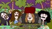 Desenho do Black Sabbath parodiando o desenho dos Beatles dos anos 60