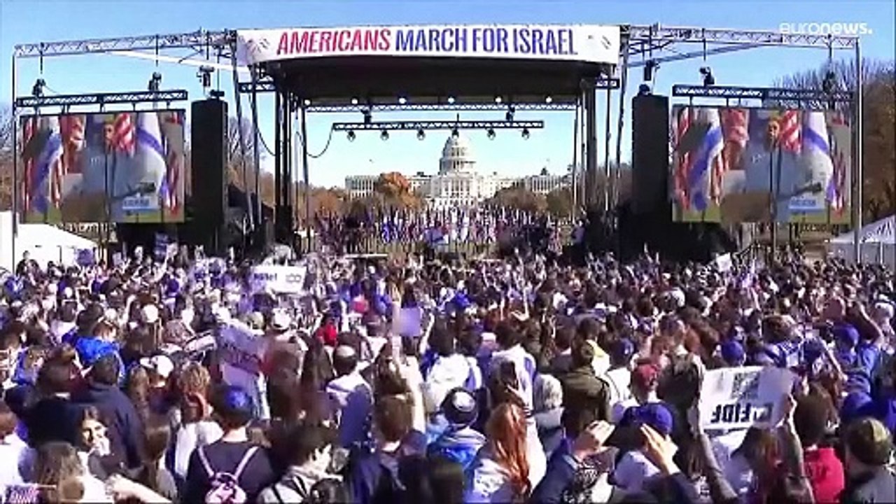 شاهد: "إسرائيل المعقل الوحيد للحرية في الشرق الأوسط".. مسيرة في واشنطن للمطالبة بتحرير رهائن حماس