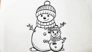 How to draw a snowman easy step by step