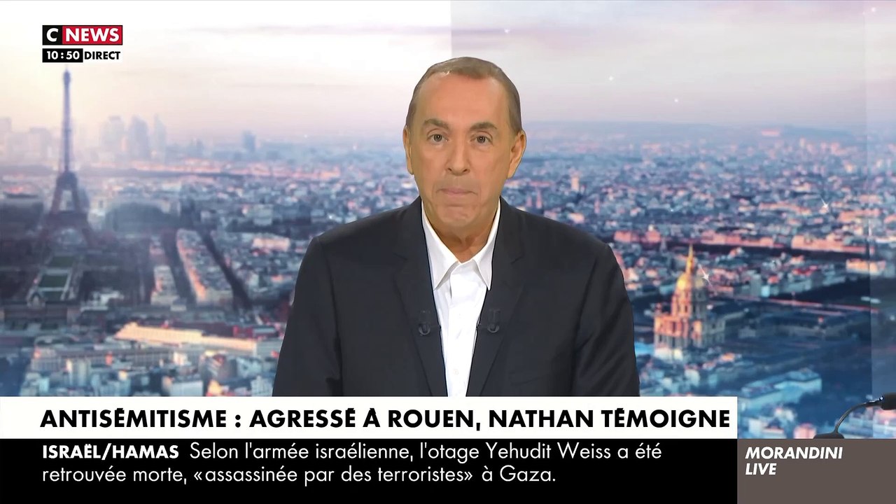 Antisémitisme : Le témoignage dans "Morandini Live" de Nathan, 18 ans, agressé en plein Rouen par un homme le traitant de "sale juif" ajoutant "la Shoah, il faut la recommencer" - Cet individu ne sera pas jugé - Vidéo