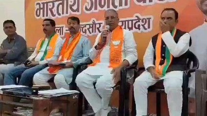 मंदसौर: भाजपा कार्यालय पर हुआ प्रेस वार्ता का आयोजन, घोषणा पत्र जारी