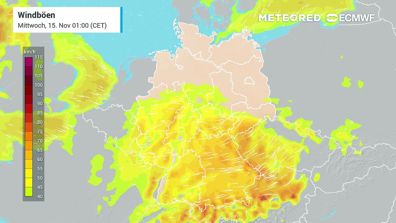 Achtung: Sturmwarnung für Süddeutschland! In der Nacht von Donnerstag auf Freitag sind Sturm- und Orkanböen möglich!