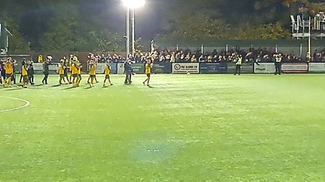 Horsham FC players clap off their fans following their 3-0 defeat to Barnsley in the First Round FA Cup Replay