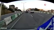 Sürücünün refleksi kazayı böyle önledi