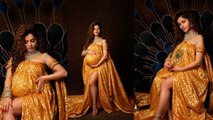 Rubina Dilaik Golden Revealing Gown Pregnancy Photoshoot Troll, ऐसा लग रहा Bedsheet...| Boldsky
