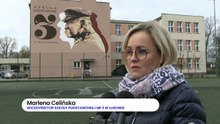 Mural z wizerunkiem marszałka Piłsudskiego w Łukowie