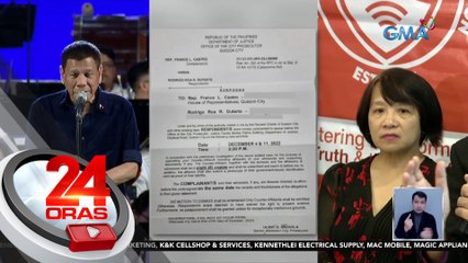 Ex-pres. Duterte, pinahaharap sa QC Prosecutor’s Office kaugnay sa reklamong grave threat | 24 Oras