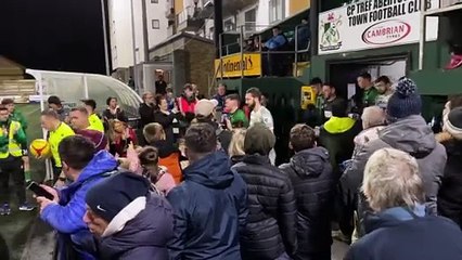 Aberystwyth 0 Newtown 1 players run on to field