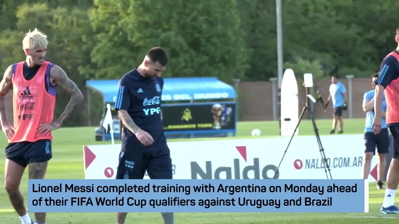 Messi trains with Argentina ahead of World Cup Qualifiers