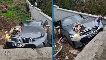 Samsun'da gelin arabası, boş araziye düştü: 2 yaralı