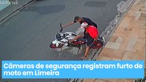 Câmeras de segurança registram furto de moto em Limeira