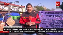 Comerciantes protestan en la alcaldía Venustiano Carranza de la CdMx