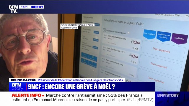 Menace de grève SNCF à Noël: Bruno Gazeau, président de la Fédération nationale des usagers des transports, se dit inquiet