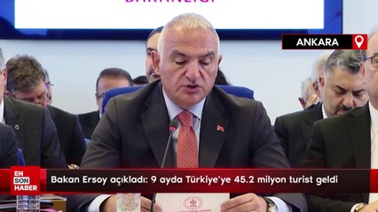 Bakan Ersoy açıkladı: 9 ayda Türkiye'ye 45.2 milyon turist geldi