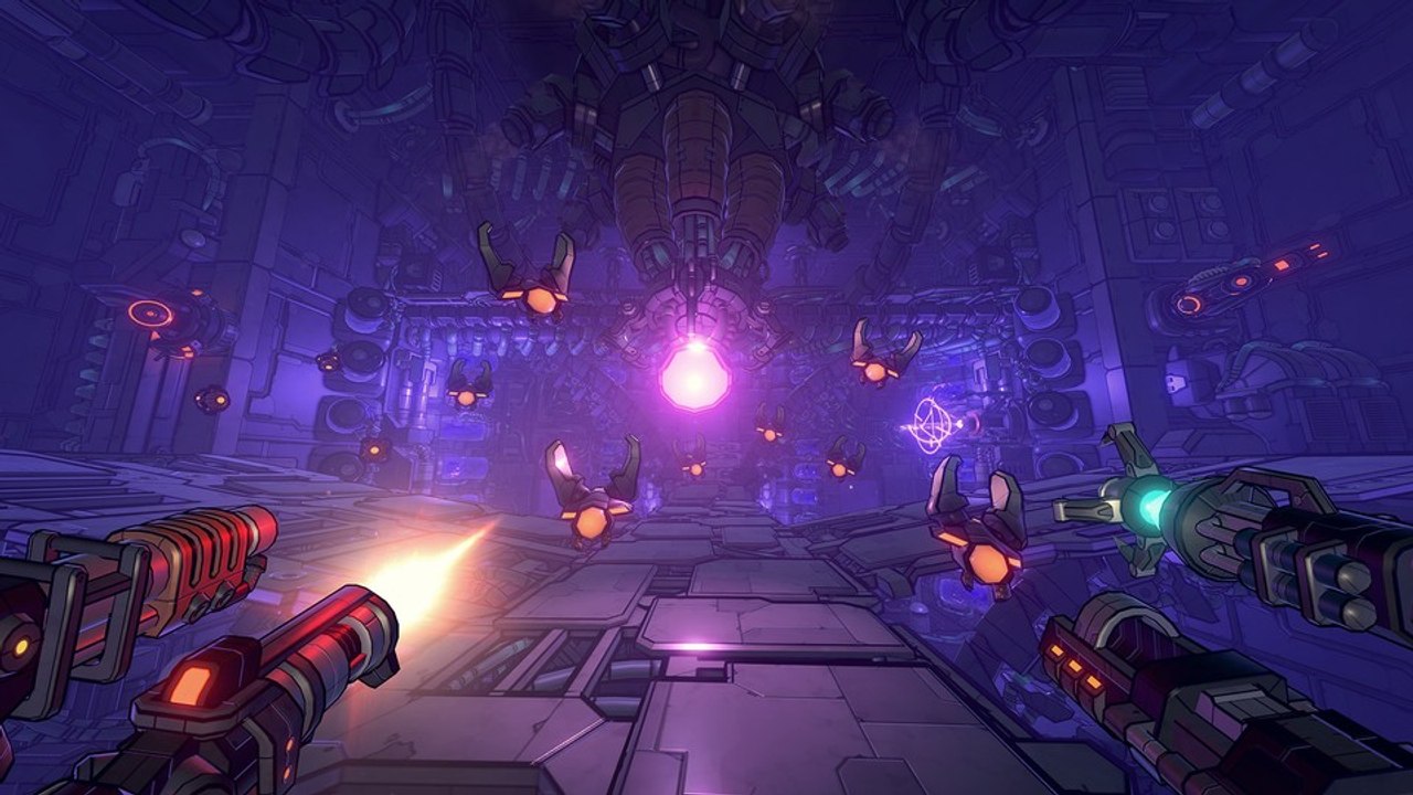 Im knalligen Ego-Shooter Gunhead spielt Strategie eine wichtige Rolle