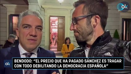 Bendodo: "El precio que ha pagado Sánchez es tragar con todo debilitando la democracia española"