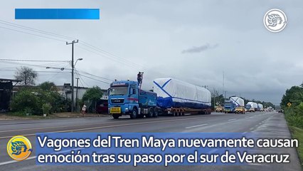 Vagones del Tren Maya nuevamente causan emoción tras su paso por el sur de Veracruz