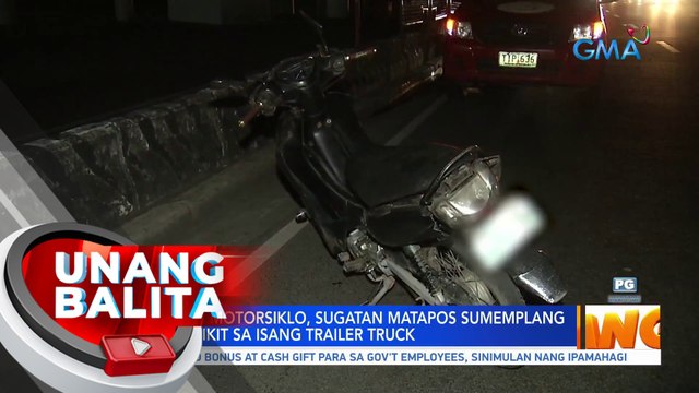 2 sakay ng motorsiklo, sugatan matapos sumemplang nang madikit sa isang trailer truck | UB