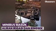 Diduga Ngebut, Minibus Tercebur di Aliran Irigasi Kelapa Gading