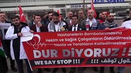 Gaziantep'te sağlık çalışanları Gazze'deki vahşete 'dur' dedi