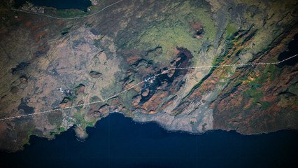 Mapa animado de Islandia que muestra la ubicación de Grindavik, amenazado por una erupción