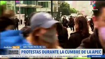 Protestan durante el Foro de Cooperación Económica Asia Pacífico en San Francisco