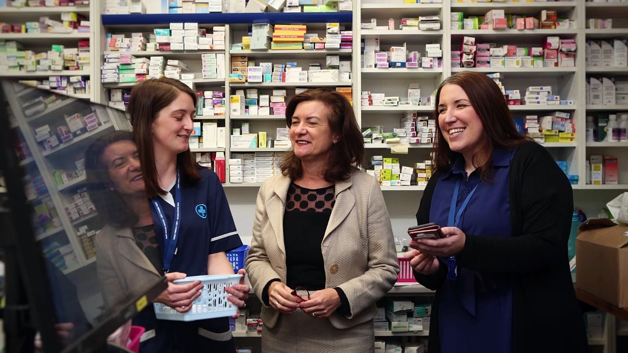 Eluned Morgan MS at the launch of electronic prescriptions in Rhyl