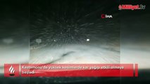 Kastamonu'nun yüksek kesimlerinde kar yağışı etkili oldu