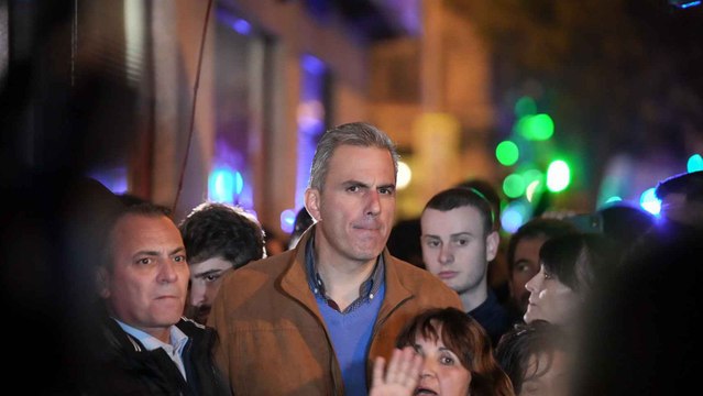 Javier Ortega Smith en las primeras filas d ela manifestacion de Ferraz.