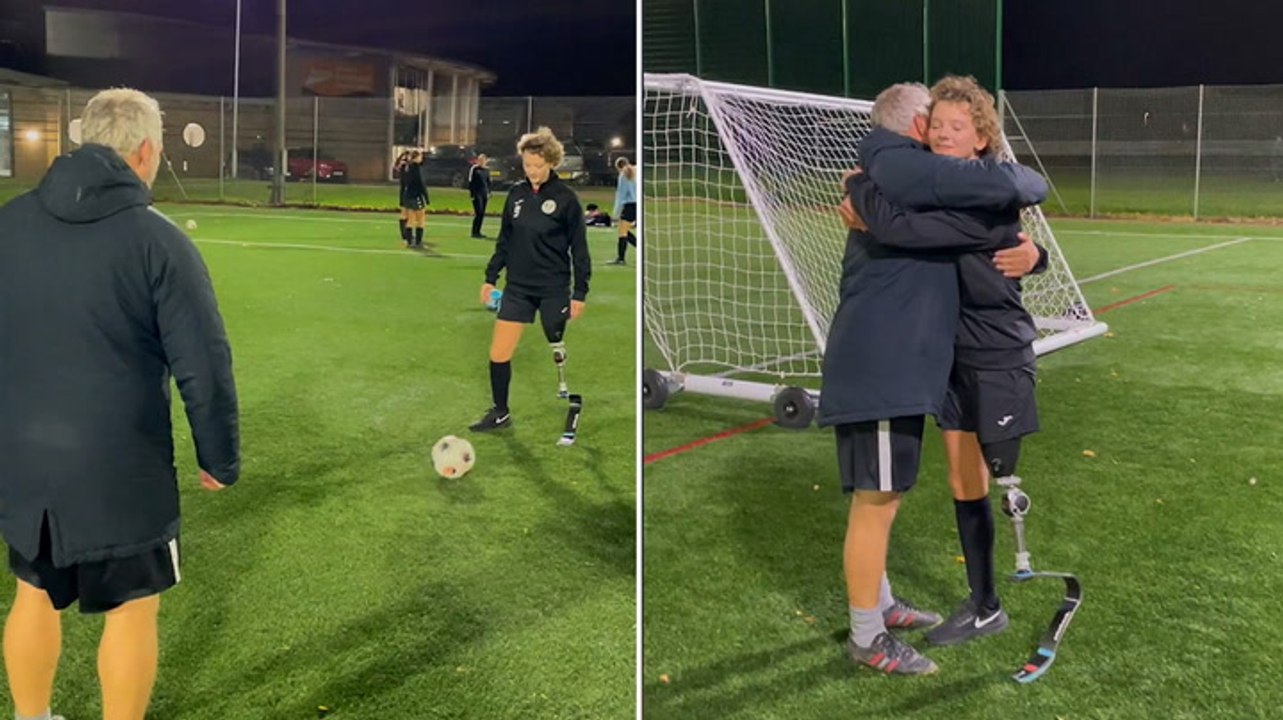 Aspiring footballer who had leg amputated due to cancer returns to pitch