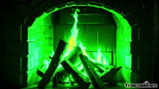 Relax In Front Of A Cozy Green Fireplace | Fireplace Sound
