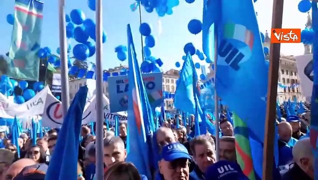 Manifestazione della Cgil e della Uil a Roma, ecco le immagini