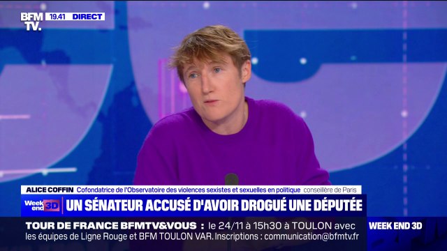 Sénateur accusé d'avoir drogué une députée: Il y a une impunité totale qui est organisée dans le milieu politique , affirme Alice Coffin (cofondatrice de l'observatoire des violences sexistes et sexuelles en politique)