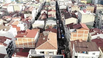 Küçükçekmece’de patlamanın yaşandığı bina dronla görüntülendi