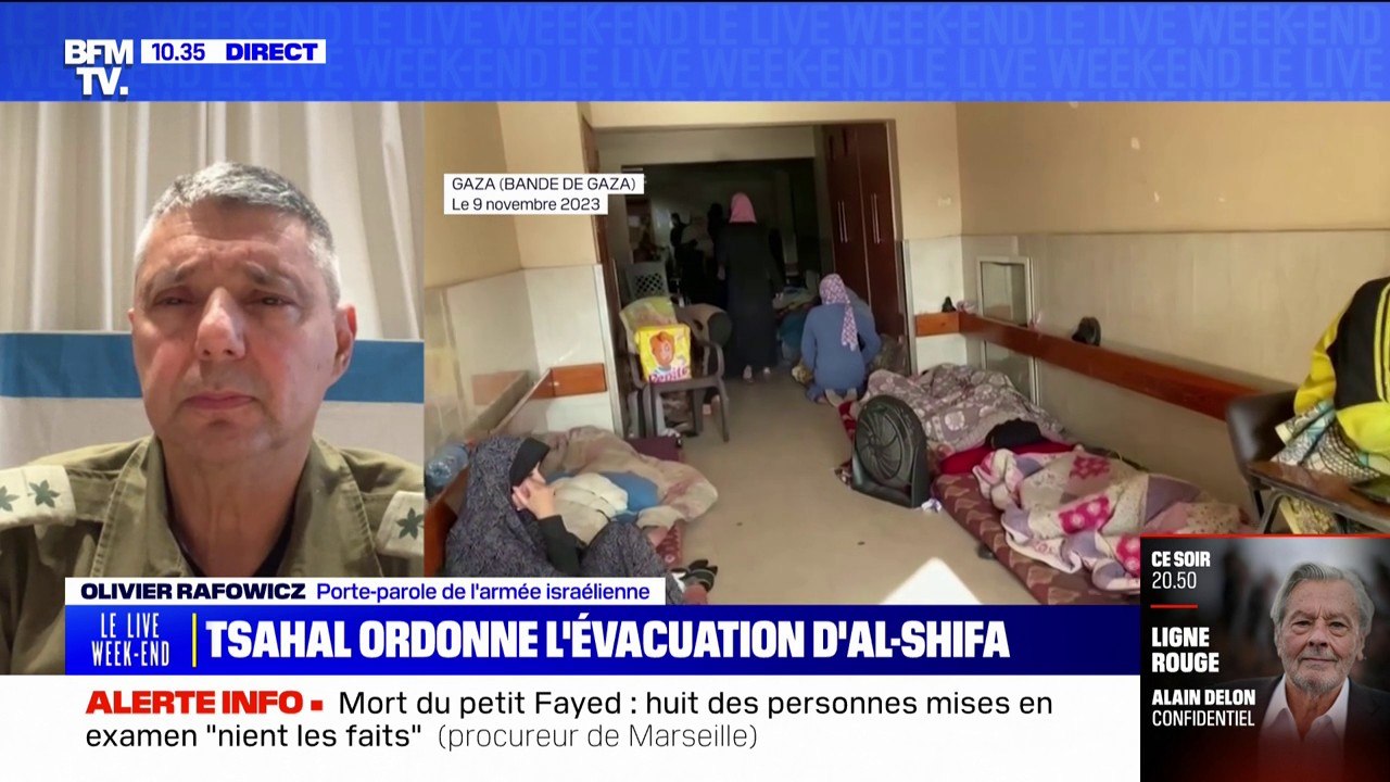 Conflit Israël/ Hamas: "En aucun cas on a sommé ou demandé" l'évacuation de l'hôpital d'Al-Shifa, assure Olivier Rafowicz (porte-parole de l'armée israélienne)