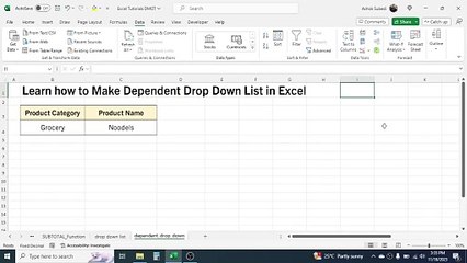 Learn how to Make Dependent Drop Down List in Excel