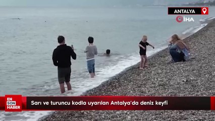 Sarı ve turuncu kodla uyarılan Antalya’da deniz keyfi