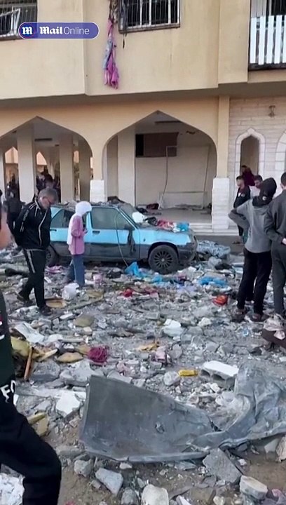 Buildings left in ruin after devastating air strike in Khan Younis