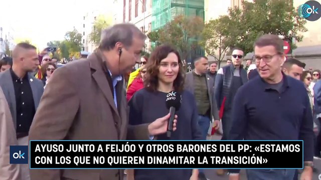 Ayuso junto a Feijóo y otros barones del PP: «Estamos con los que no quieren dinamitar la Transición»