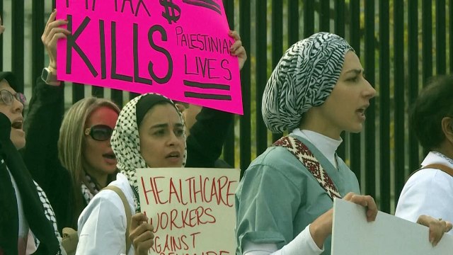 تظاهرة مؤيدة للفلسطينيين أمام البيت الأبيض تدعو لوقف إطلاق النار