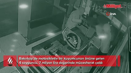 Bakırköy’de 1 dakikada 7 milyon liralık mücevherat soygunu kamerada