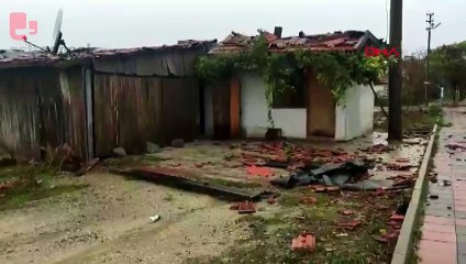 Edirne'de kuvvetli rüzgar TIR devirdi